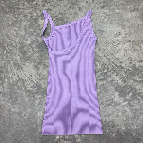 Michael Costello x Revolve Amari Ribbed Dress Light Purple Sz L Rayon Nylon - Picture 6 of 11
